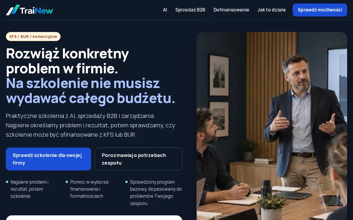 Strona trainew.pl - szkolenia dla firm
